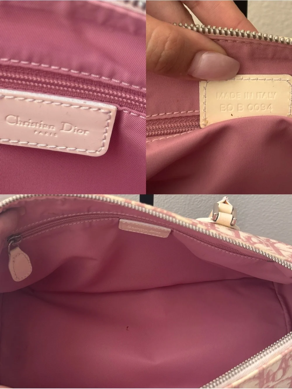 Dior Pink Jacquard Saddle Bag with Cream Leather Trim